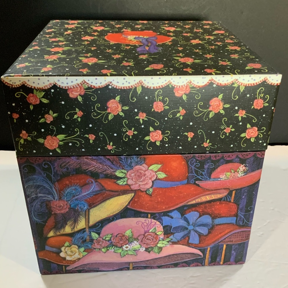 Bobs Boxes Storage Box Red Hat Society Floral Vintage 9 X 9 X 9 Hats Belts etc